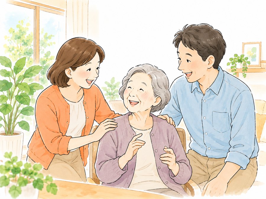 家族が寄り添うイラスト